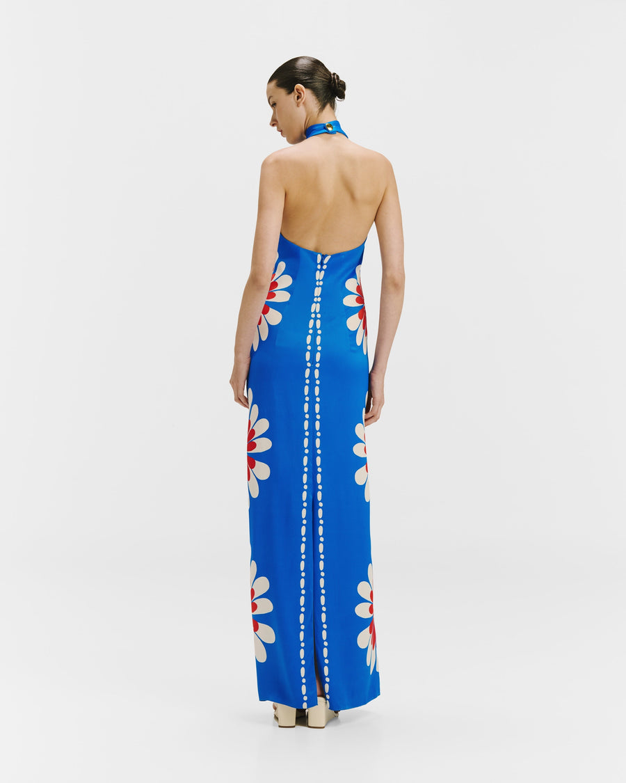 cala de la cruz blue dress Cala De La Cruz Women's Timbiqui Linen Midi Dress In Blue